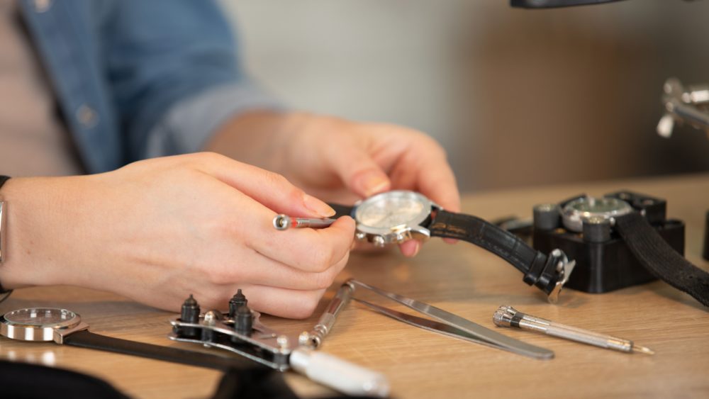 A man repairing a watch.